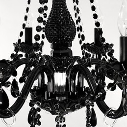 Candelabru Cristal Negru Modern 6 Lumini