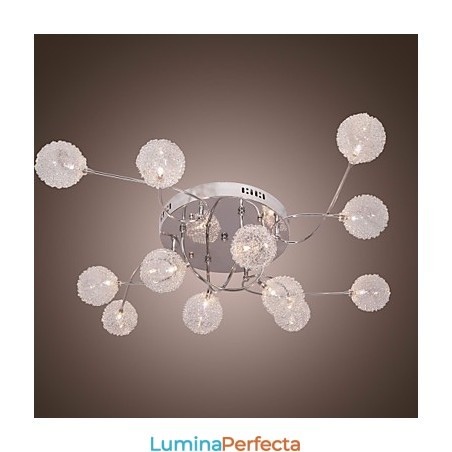 Lumină G4 cu 12 lumini din fier cu abajururi din aluminiu Lumină G4 cu 12 lumini din fier cu abajururi din aluminiu