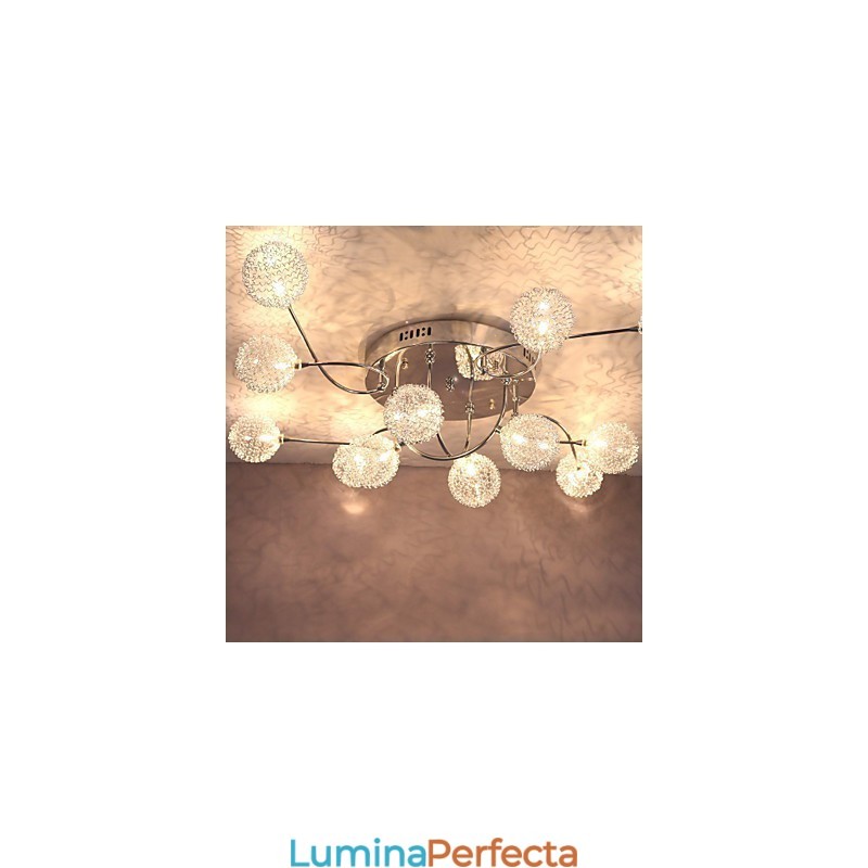 Lumină G4 cu 12 lumini din fier cu abajururi din aluminiu
