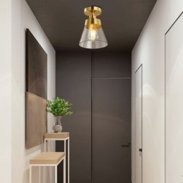 Plafoniera contemporană din sticlă cu 1 lumină, finisaj alamă