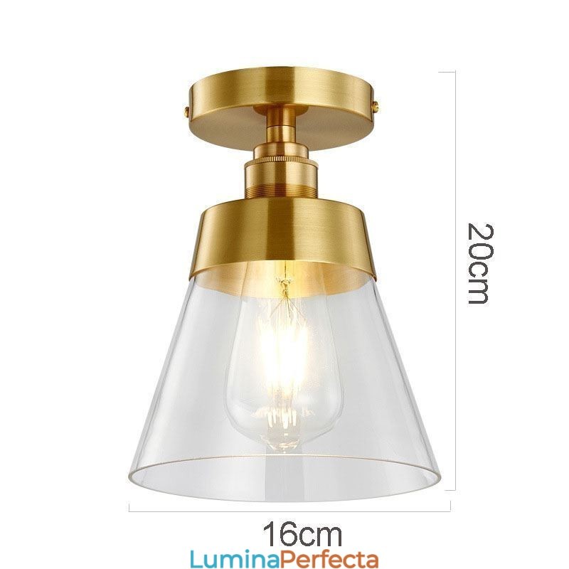 Plafoniera contemporană din sticlă cu 1 lumină, finisaj alamă