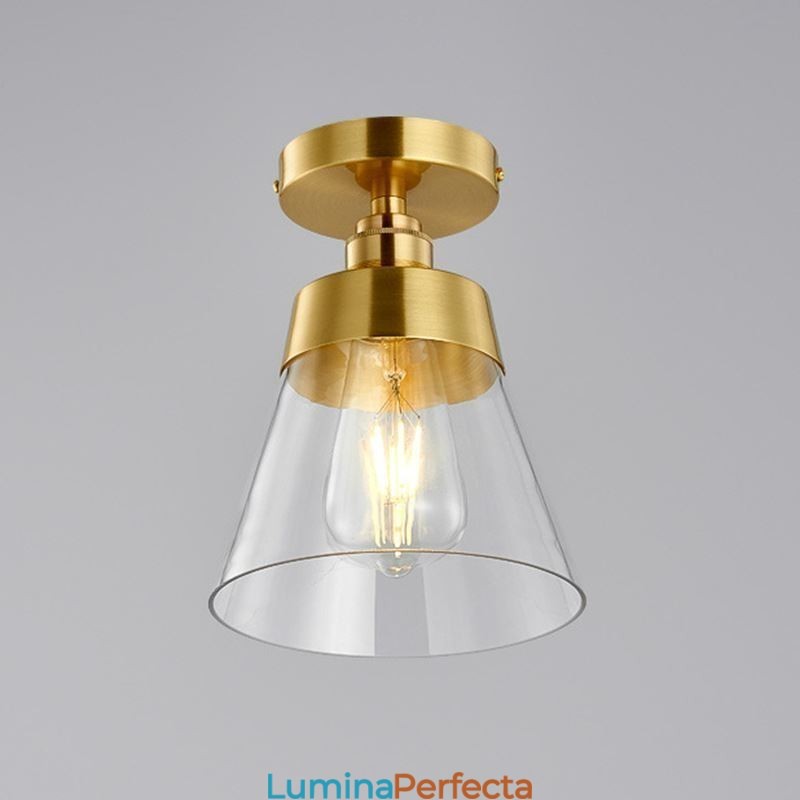 Plafoniera contemporană din sticlă cu 1 lumină, finisaj alamă