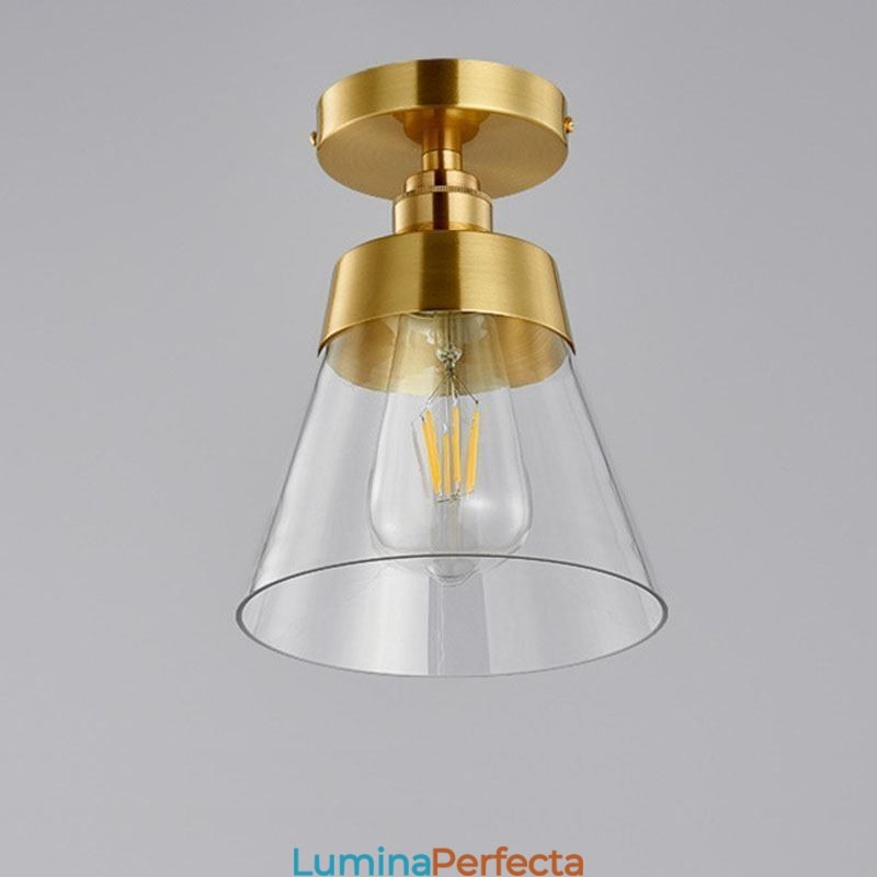 Plafoniera contemporană din sticlă cu 1 lumină, finisaj alamă