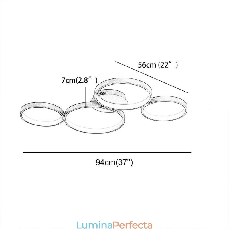 Plafoniera 7200LM 4 Inele Corp de iluminat