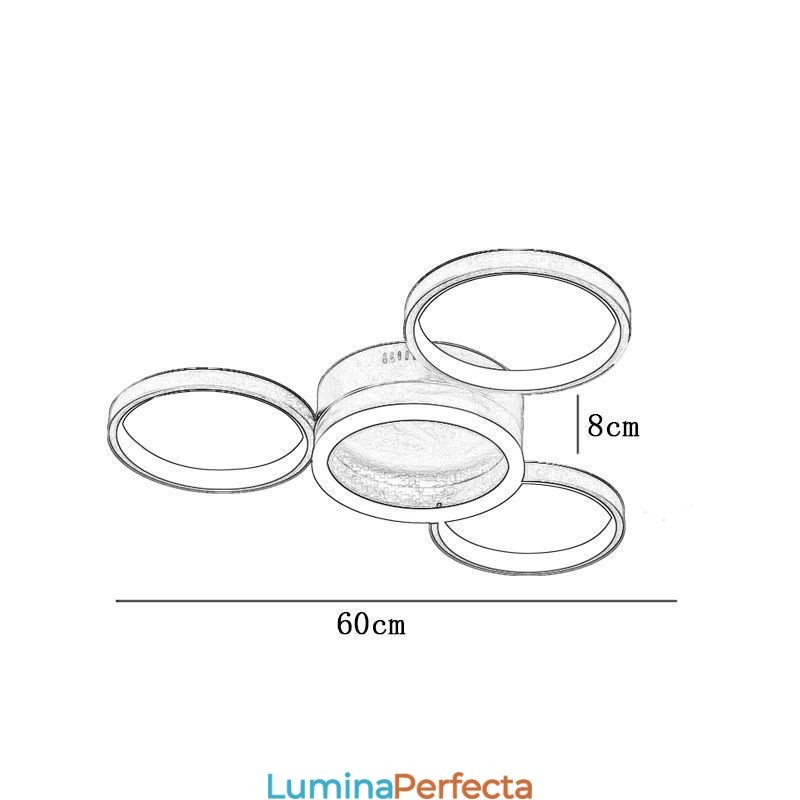 Plafoniera cu 4 inele cu montare încasată