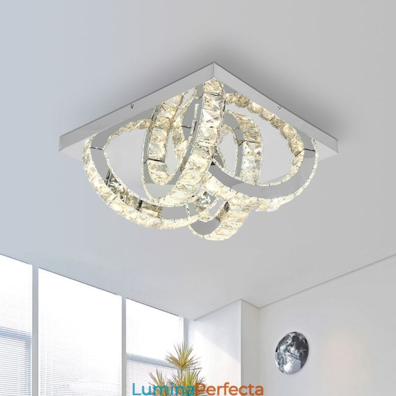 Plafoniera din cristal cu montaj semi-inel