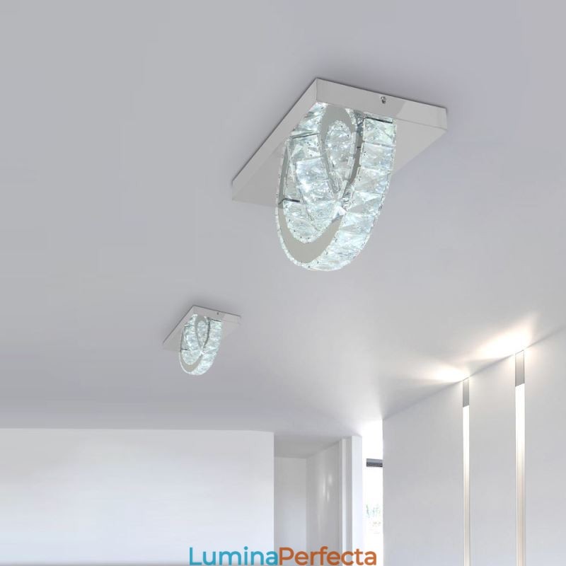 Plafoniera din cristal cu montaj semi-inel