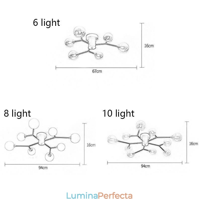 Plafoniera Magic Bean cu bilă de sticlă