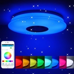 Plafoniera colorată cu montare încasată cu funcție de sincronizare a difuzorului muzical Bluetooth