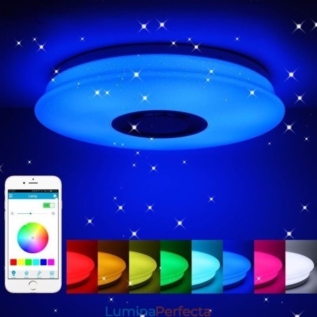 Plafoniera colorată cu montare încasată cu funcție de sincronizare a difuzorului muzical Bluetooth Plafoniera colorată cu montare încasată cu funcție de sincronizare a difuzorului muzical Bluetooth