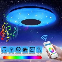 Plafoniera colorată cu montare încasată cu funcție de sincronizare a difuzorului muzical Bluetooth