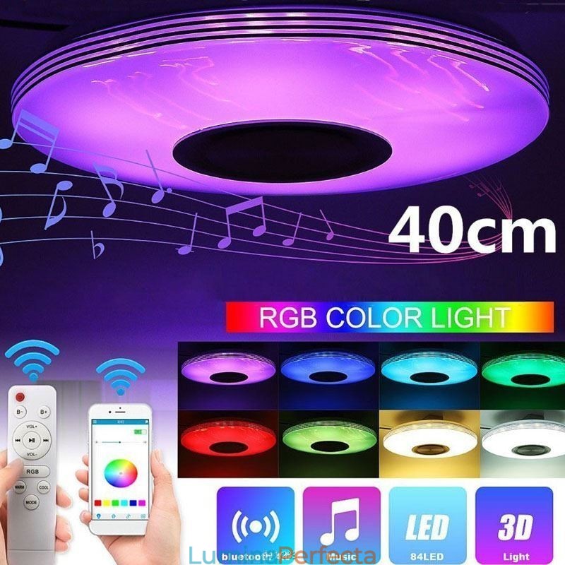 Plafoniera cu montare încasată Lampă decorativă Telecomandă APP Control Bluetooth Muzică Lampă difuzor