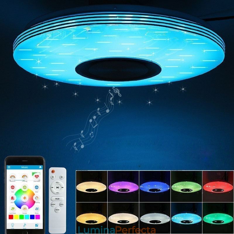 Plafoniera cu montare încasată Lampă decorativă Telecomandă APP Control Bluetooth Muzică Lampă difuzor