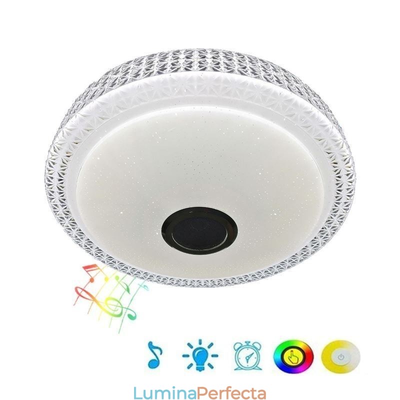 Plafoniera Lampă decorativă Telecomandă APP Control Bluetooth Muzică Difuzor Montare încasată