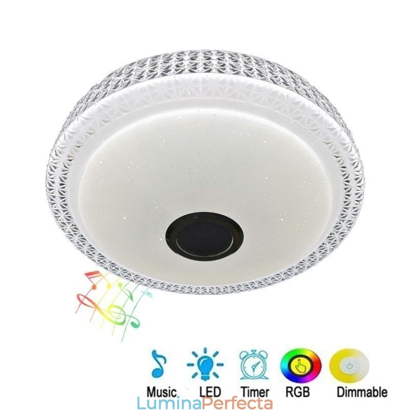 Plafoniera Lampă decorativă Telecomandă APP Control Bluetooth Muzică Difuzor Montare încasată
