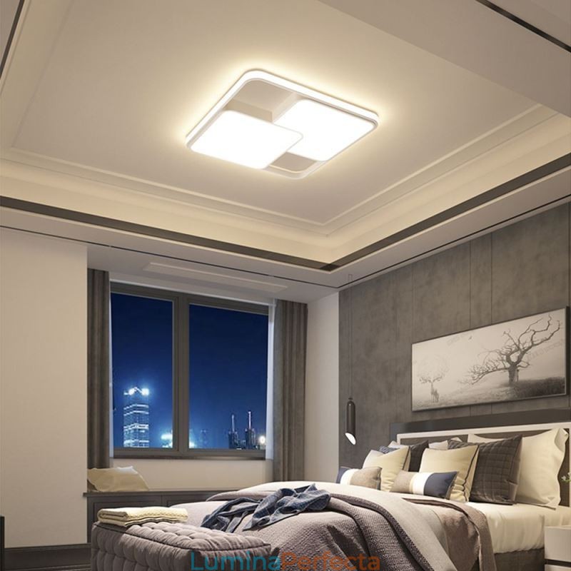 Plafoniera modernă geometrică cu montare încadrată. Lumină decorativă acrilică