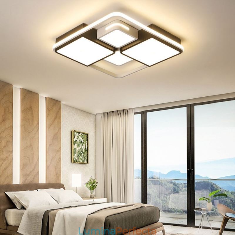 Plafoniera modernă cu montare încastrabilă din acrilic, pătrată, alb-negru