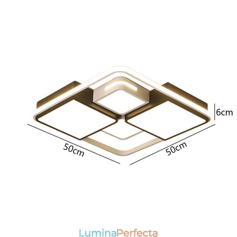 Plafoniera modernă cu montare încastrabilă din acrilic, pătrată, alb-negru