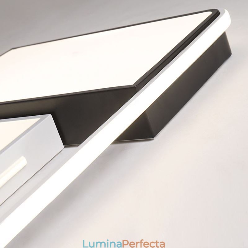 Plafoniera modernă cu montare încastrabilă din acrilic, pătrată, alb-negru