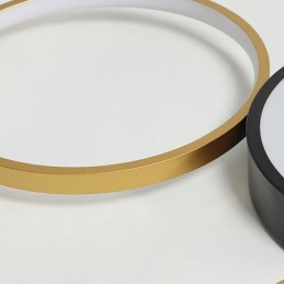 Plafoniera cu 4 inele cu montare încasată Iluminare unică cu abajur negru+auriu