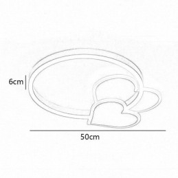 Plafoniera modernă din acrilic cu montaj încastrat, auriu, cu două inimi
