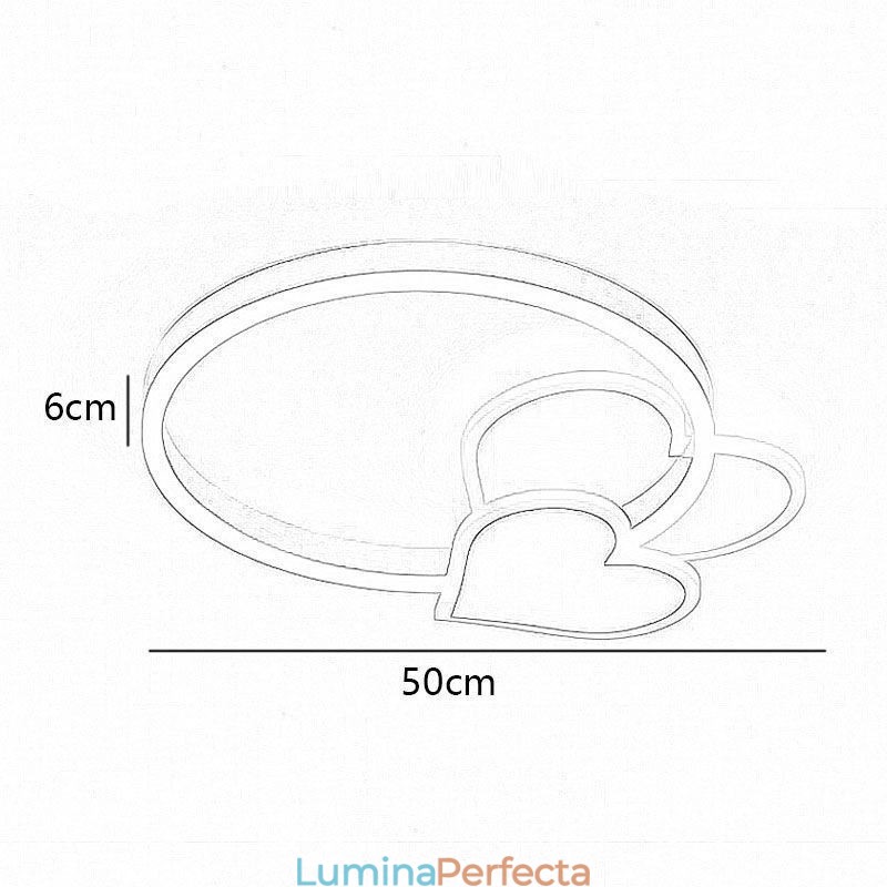 Plafoniera modernă din acrilic cu montaj încastrat, auriu, cu două inimi