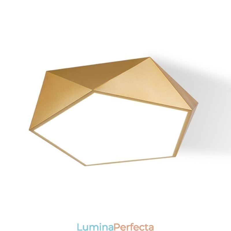 Plafoniera din acrilic cu montaj geometric auriu