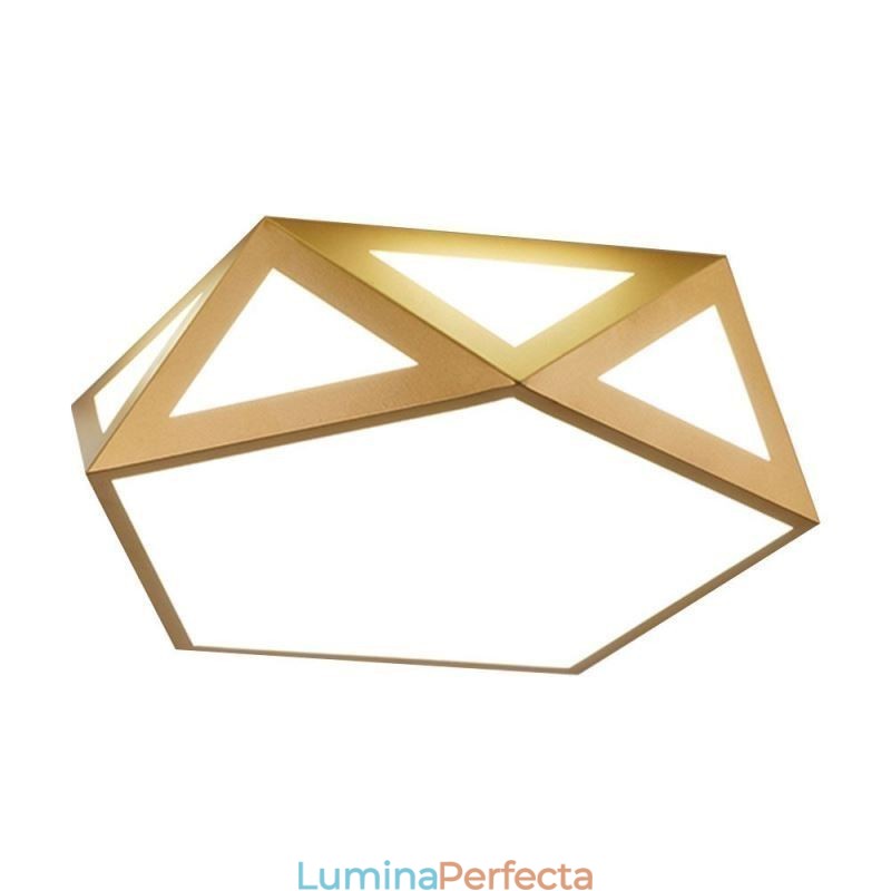 Plafoniera din acrilic cu montaj geometric auriu