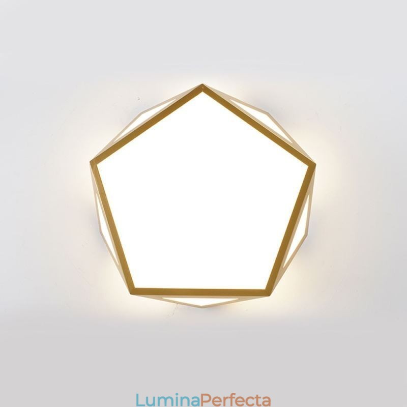 Plafoniera din acrilic cu montaj geometric auriu