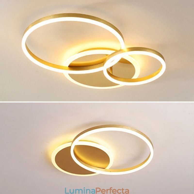 Plafoniera rotundă de aur modernă