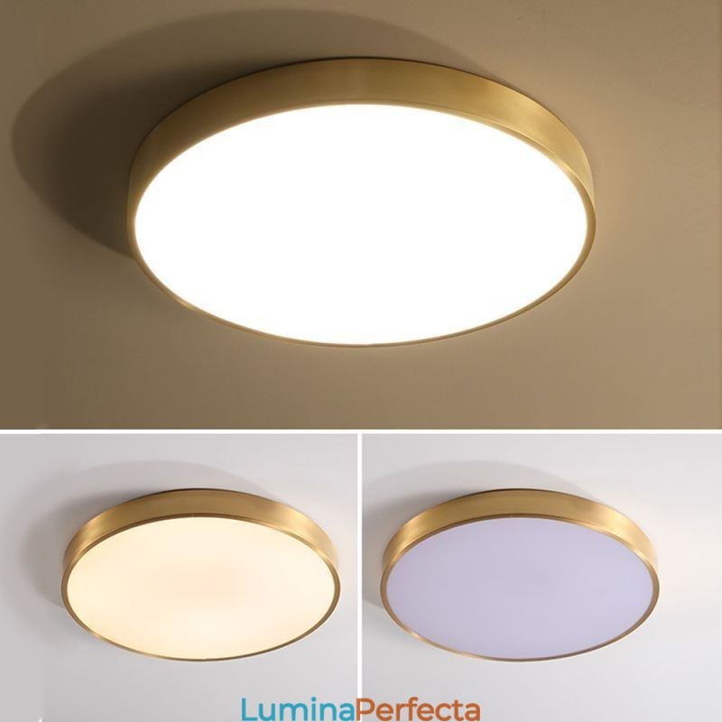 Plafoniera rotundă, modernă, din acrilic, auriu
