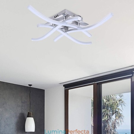 Plafoniera modernă, simplă, din acrilic, cu 4 lumini, în formă de val Plafoniera modernă, simplă, din acrilic, cu 4 lumini, în formă de val