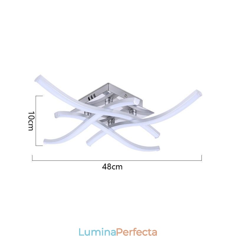 Plafoniera modernă, simplă, din acrilic, cu 4 lumini, în formă de val