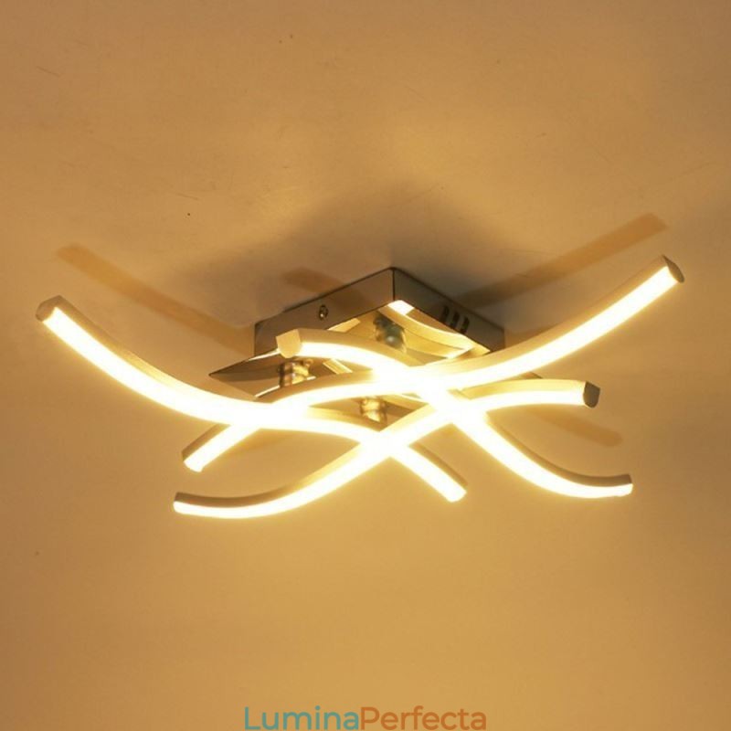 Plafoniera modernă, simplă, din acrilic, cu 4 lumini, în formă de val