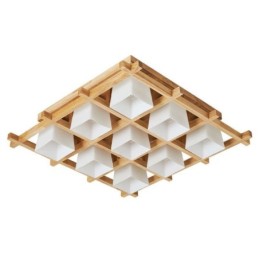 Plafoniera Nordic Square Grid, cu montare incastrata, din lemn de cauciuc