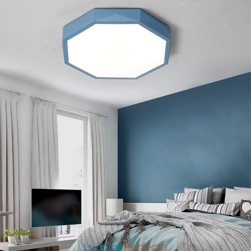 Plafoniera modernă cu design hexagonal special cu montare încasată Lampă ultra subțire