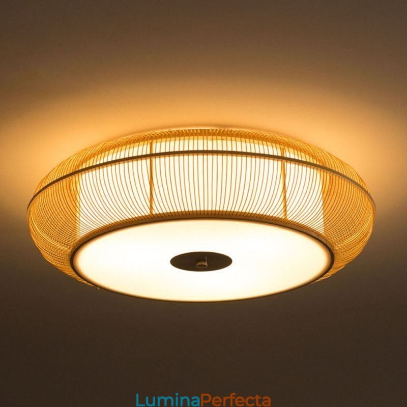 Plafoniera rotundă japoneză creativă din bambus special chineză