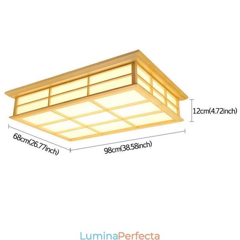 Plafoniera cuboidă japoneză Plafoniera din lemn masiv