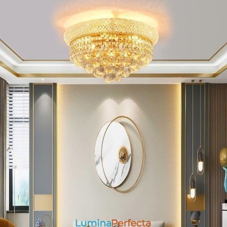 Plafoniera de lux din cristal cu lumină europeană Plafoniera de lux din cristal cu lumină europeană