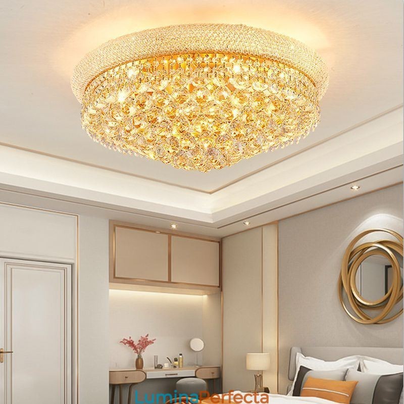 Plafoniera de lux din cristal cu lumină europeană