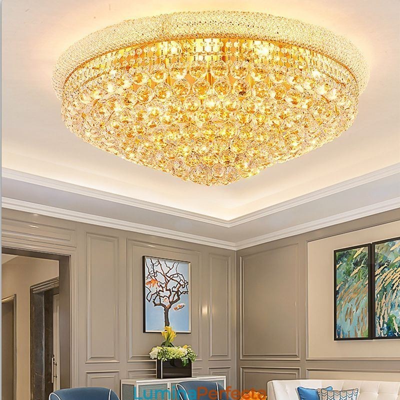 Plafoniera de lux din cristal cu lumină europeană