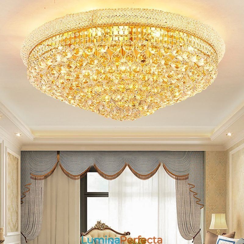 Plafoniera de lux din cristal cu lumină europeană