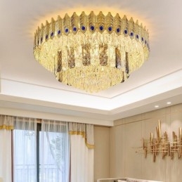 Plafoniera decorativă de lux, rotundă, galvanizată, cu montare încastrabilă din cristal Phoenix Tail