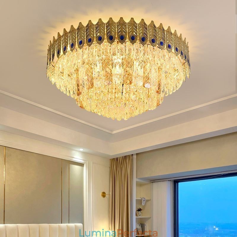 Plafoniera decorativă de lux, rotundă, galvanizată, cu montare încastrabilă din cristal Phoenix Tail
