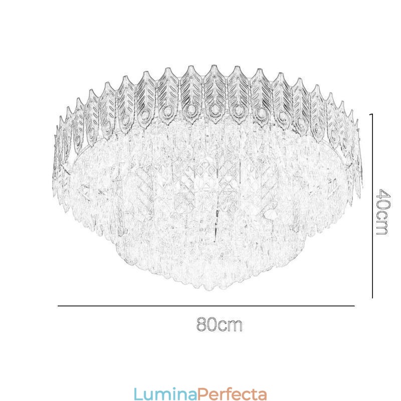 Plafoniera decorativă de lux, rotundă, galvanizată, cu montare încastrabilă din cristal Phoenix Tail