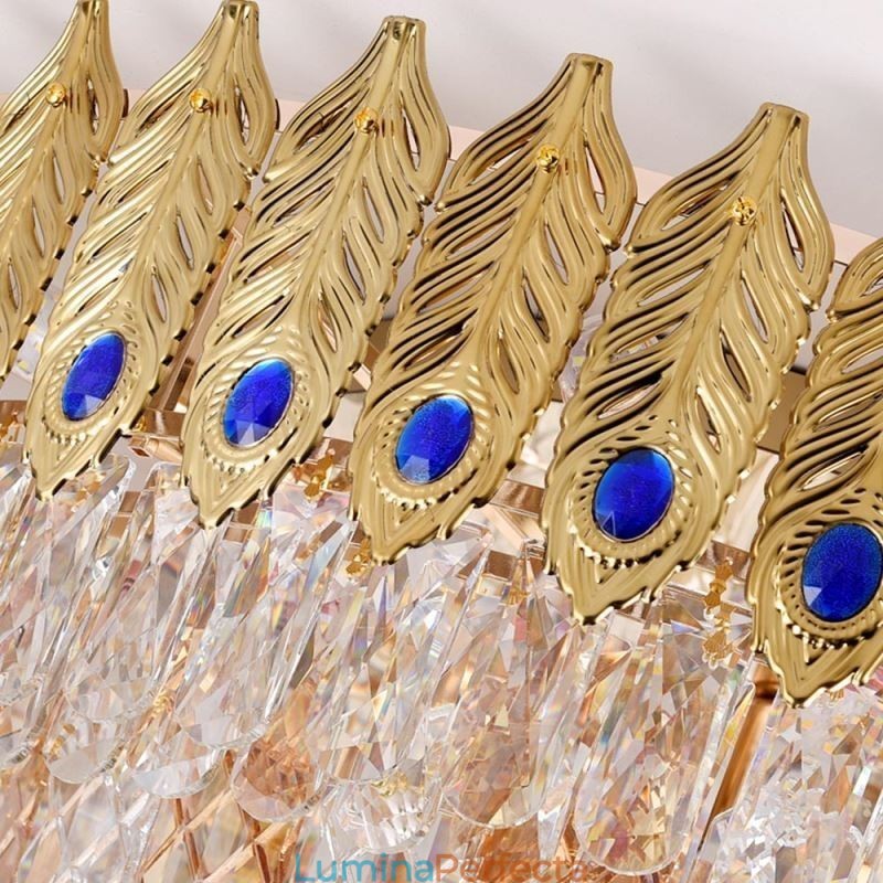 Plafoniera decorativă de lux, rotundă, galvanizată, cu montare încastrabilă din cristal Phoenix Tail