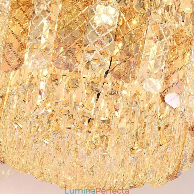 Plafoniera decorativă de lux, rotundă, galvanizată, cu montare încastrabilă din cristal Phoenix Tail
