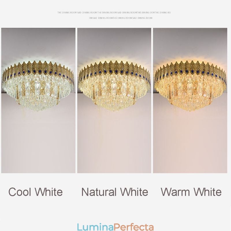 Plafoniera decorativă de lux, rotundă, galvanizată, cu montare încastrabilă din cristal Phoenix Tail