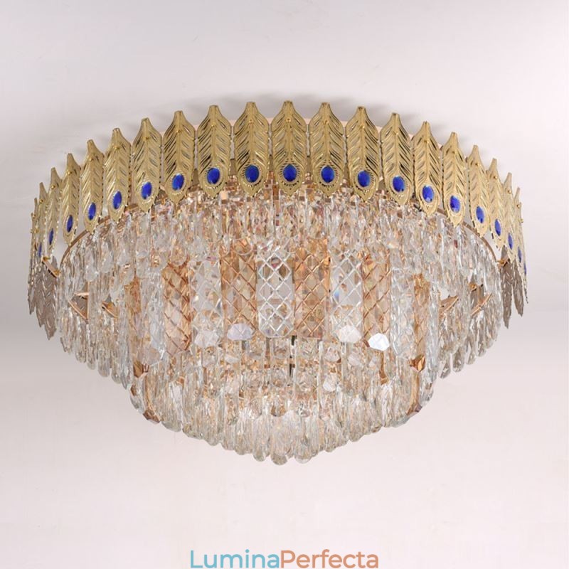 Plafoniera decorativă de lux, rotundă, galvanizată, cu montare încastrabilă din cristal Phoenix Tail