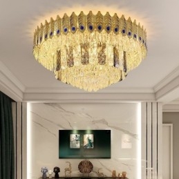 Plafoniera decorativă de lux, rotundă, galvanizată, cu montare încastrabilă din cristal Phoenix Tail